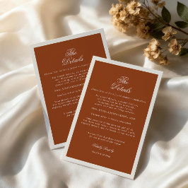 Informações Cartão de Detalhes de Casamento em Terracota Chic 