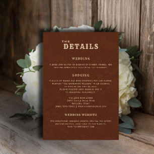 Informações Cartão de Detalhes de Casamento em Terracota Count