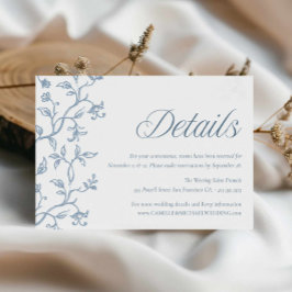 Informações Cartão de Detalhes de Casamento em Toile Azul