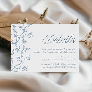 Informações Cartão de Detalhes de Casamento em Toile Azul