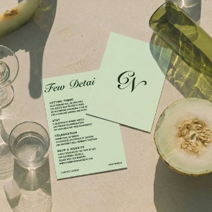 Informações Cartão de Detalhes de Casamento em Verde Creme Sag