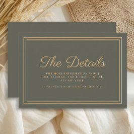 Informações Cartão de Detalhes de Casamento em Verde Oliva