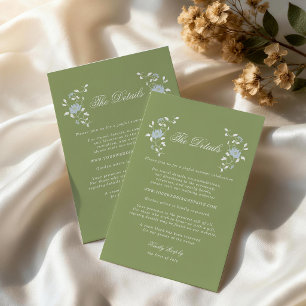 Informações Cartão de Detalhes de Casamento em Verde Sage Flor