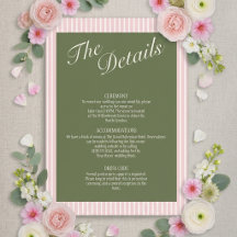 Cartão de Detalhes de Casamento em Verde Salvia