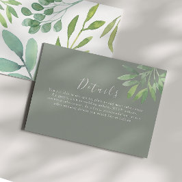 Informações Cartão de Detalhes de Casamento em Verde Salvia