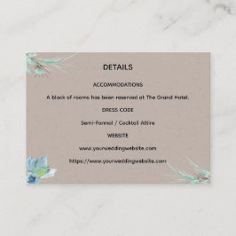 Informações Cartão de Detalhes de Casamento Floral Azul Empoei