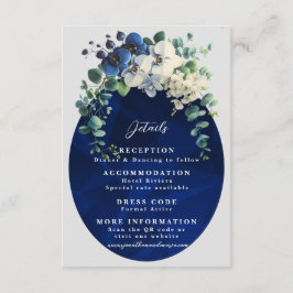 Informações Cartão de Detalhes de Casamento Floral Azul Marinh