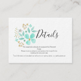 Informações Cartão de Detalhes de Casamento Floral Azul Turque