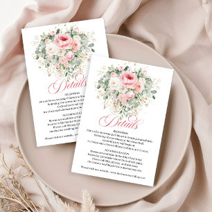 Informações Cartão de Detalhes de Casamento Floral Bege Arejad