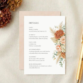 Informações Cartão de Detalhes de Casamento Floral Boho