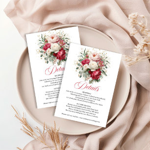 Informações cartão de detalhes de casamento floral boho em bur