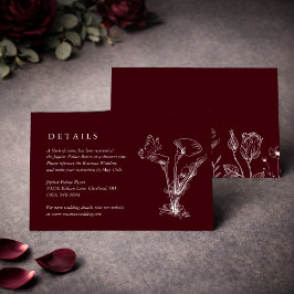 Informações Cartão de Detalhes de Casamento Floral Burgundy El