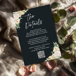 Informações Cartão de Detalhes de Casamento Floral com Código 