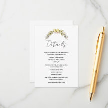 Cartão de detalhes de casamento floral de limão