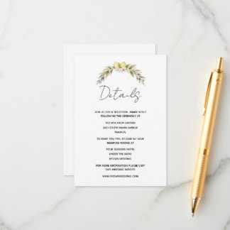 Informações Cartão de detalhes de casamento floral de limão