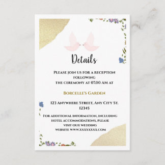 Informações Cartão de Detalhes de Casamento Floral Elegante (C