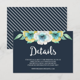 Informações Cartão de Detalhes de Casamento Floral em Aquarela