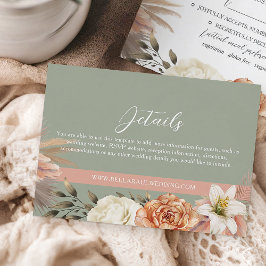 Informações Cartão de Detalhes de Casamento Floral em Verde Sa