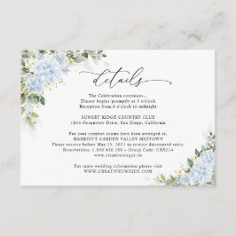 Informações Cartão de Detalhes de Casamento Floral Hortênsia A