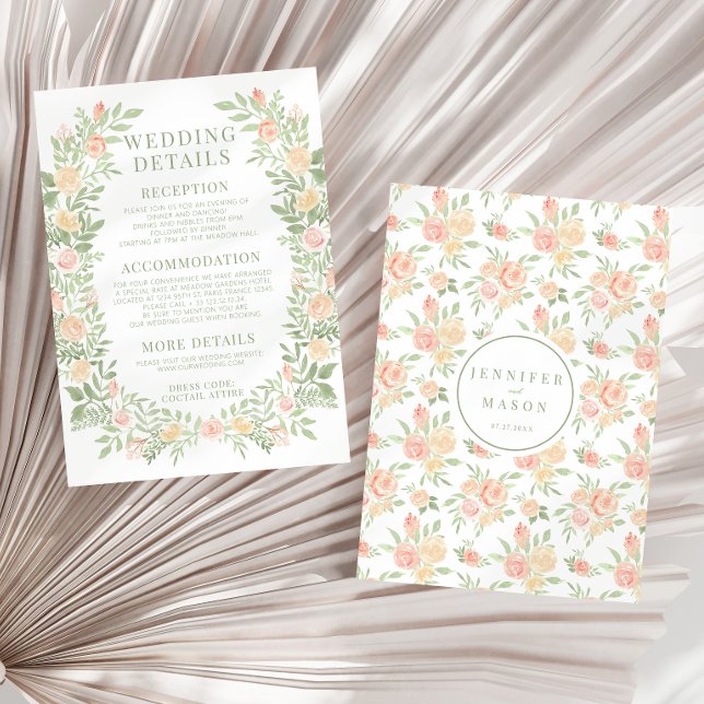 Informações Cartão de detalhes de casamento floral laranja em  (Criador carregado)