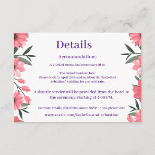 Informações Cartão de Detalhes de Casamento Floral Lavanda Rub