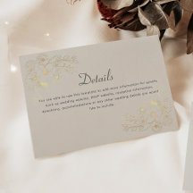 Cartão de Detalhes de Casamento Floral Marfim e Do