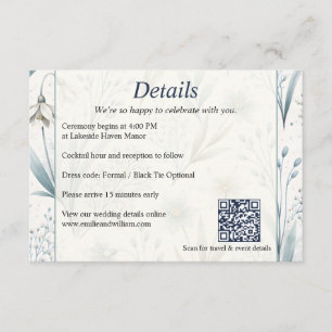 Informações Cartão de Detalhes de Casamento Floral Nórdico Tur