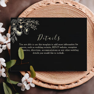 Informações Cartão de Detalhes de Casamento Floral Ouro Preto