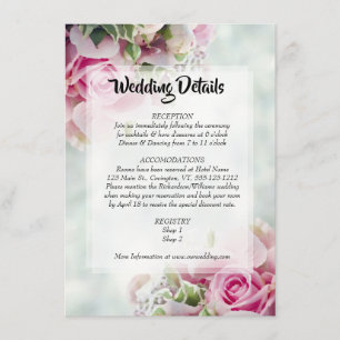 Informações Cartão de Detalhes de Casamento Floral Pastel Rosa