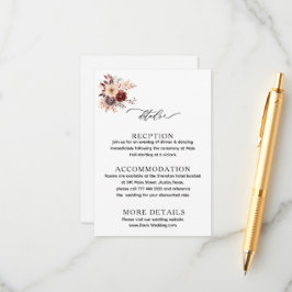 Informações Cartão de Detalhes de Casamento Floral Terracota