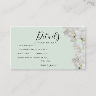 Informações Cartão de Detalhes de Casamento Floral Verde Salvi