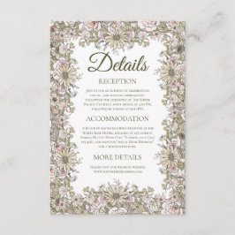 Informações Cartão de Detalhes de Casamento Floral Vintage Ele