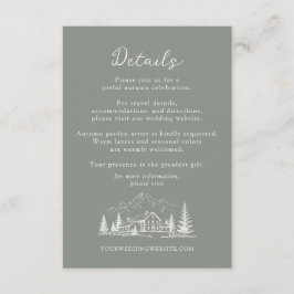 Informações Cartão de Detalhes de Casamento Floresta Verde Pin