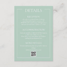 Informações Cartão de Detalhes de Casamento Formal Verde