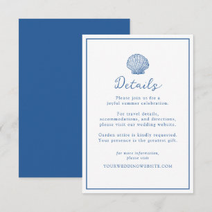 Informações Cartão de Detalhes de Casamento French Blue Seashe