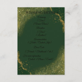 Informações Cartão de Detalhes de Casamento Green & Gold Spark