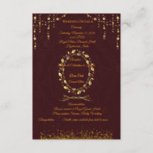 Cartão de Detalhes de Casamento Marrom Dourado