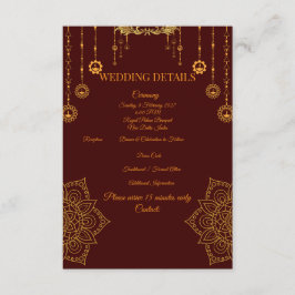 Informações Cartão de Detalhes de Casamento Marrom e Dourado E