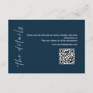 Informações Cartão de Detalhes de Casamento Minimalista Azul-M