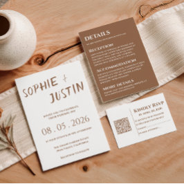 Informações Cartão de Detalhes de Casamento Minimalista Boho