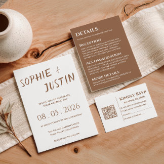 Informações Cartão de Detalhes de Casamento Minimalista Boho