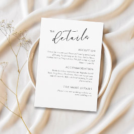 Informações Cartão de Detalhes de Casamento Minimalista Elegan
