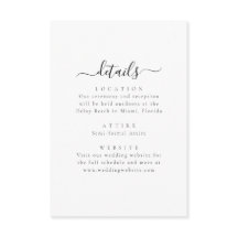Cartão de Detalhes de Casamento Minimalista Elegan