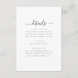 Informações Cartão de Detalhes de Casamento Minimalista Elegan