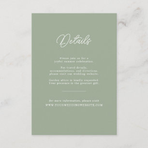 Informações Cartão de Detalhes de Casamento Minimalista em Ver