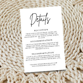 Informações Cartão de Detalhes de Casamento Minimalista Modern