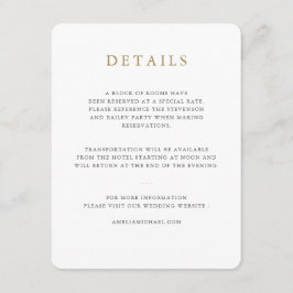 Informações Cartão de Detalhes de Casamento Minimalista Simple
