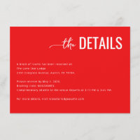 Cartão de Detalhes de Casamento Minimalista Vermel