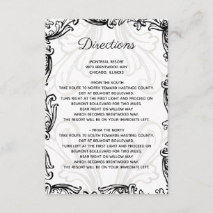 Informações cartão de detalhes de casamento Monograma Preto Do