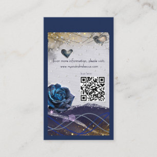 Informações Cartão de Detalhes de Casamento Navy Silver Gold c